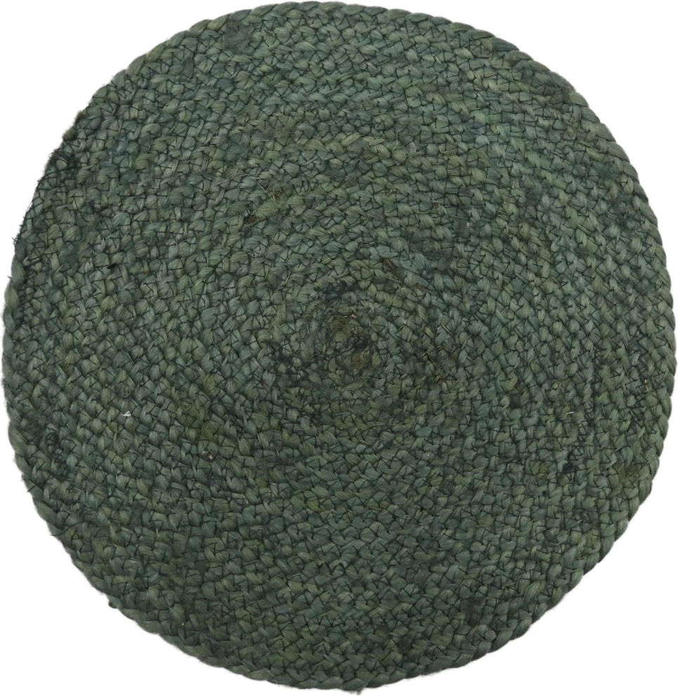 Qilim i rrumbullakët jute, ngjyrë e gjelbër, 120x120cm