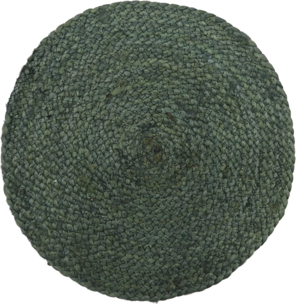 Qilim i rrumbullakët jute, ngjyrë e gjelbër, 120x120cm