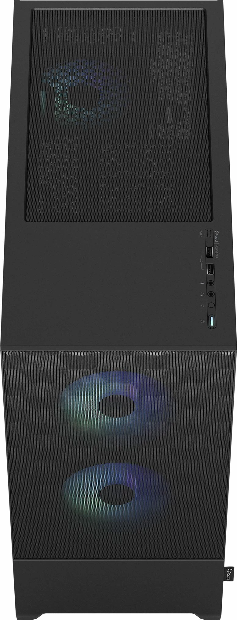 Kasë Fractal Design Pop Air RGB TG FD-C-POR1A-06 Midi Tower ATX me xham të temperuar, 3x120mm RGB fan, e zezë