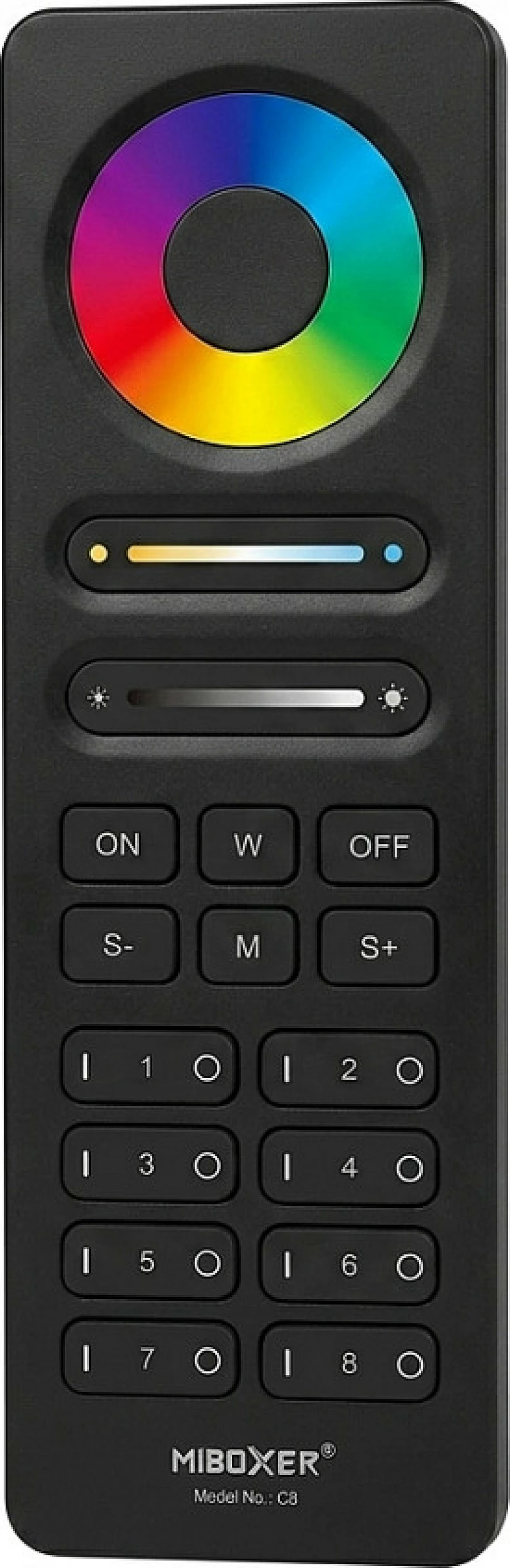Telekomandë LED Miboxer 2.4GHz, 8 zona, RGB+CCT, e zezë