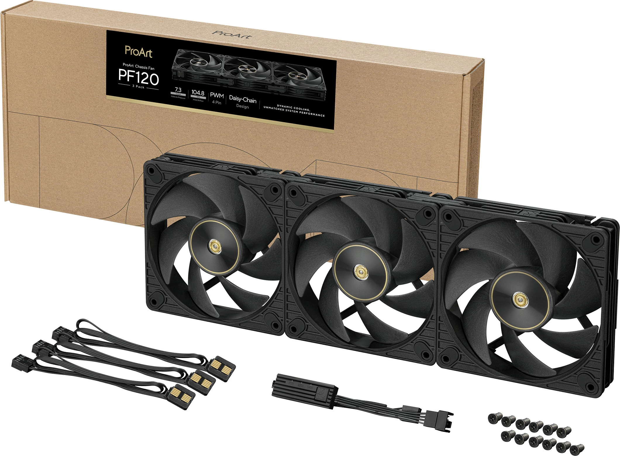 Ventilator për kasë ASUS ProArt PF120 PWM, 120mm, set 3 copë, i zi