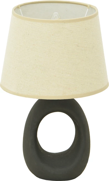 Llambë tavoline Collie, qeramikë e zezë, abazhur bezhë, E14, 18x29cm