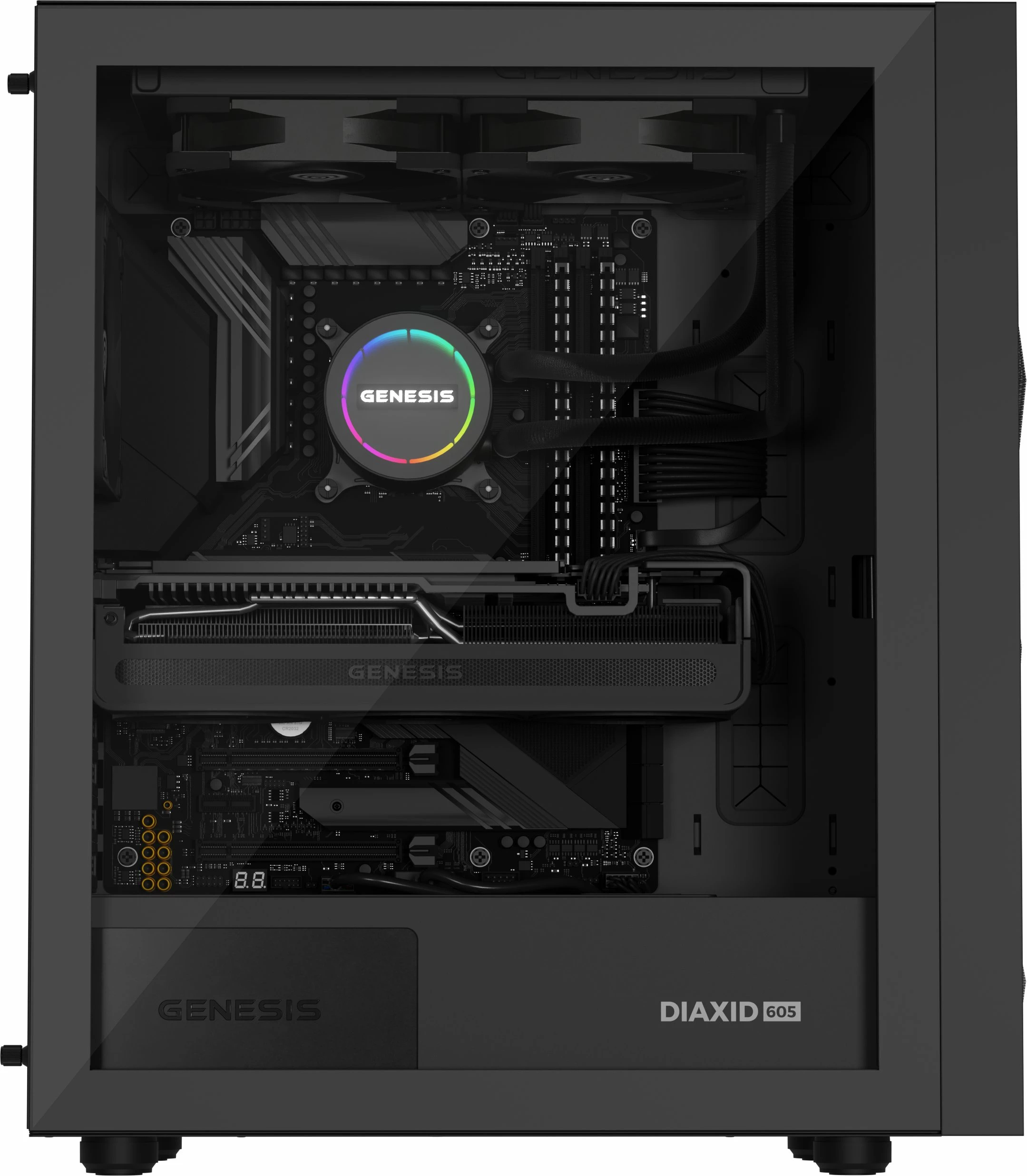 Kasë GENESIS Diaxid 605F NPC-2046 midi tower ATX, USB-C, pa furnizim, e zezë