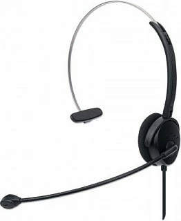 Kufje MANHATTAN Mono USB-A, On-Ear, me mikrofon, me kabllo, të zeza