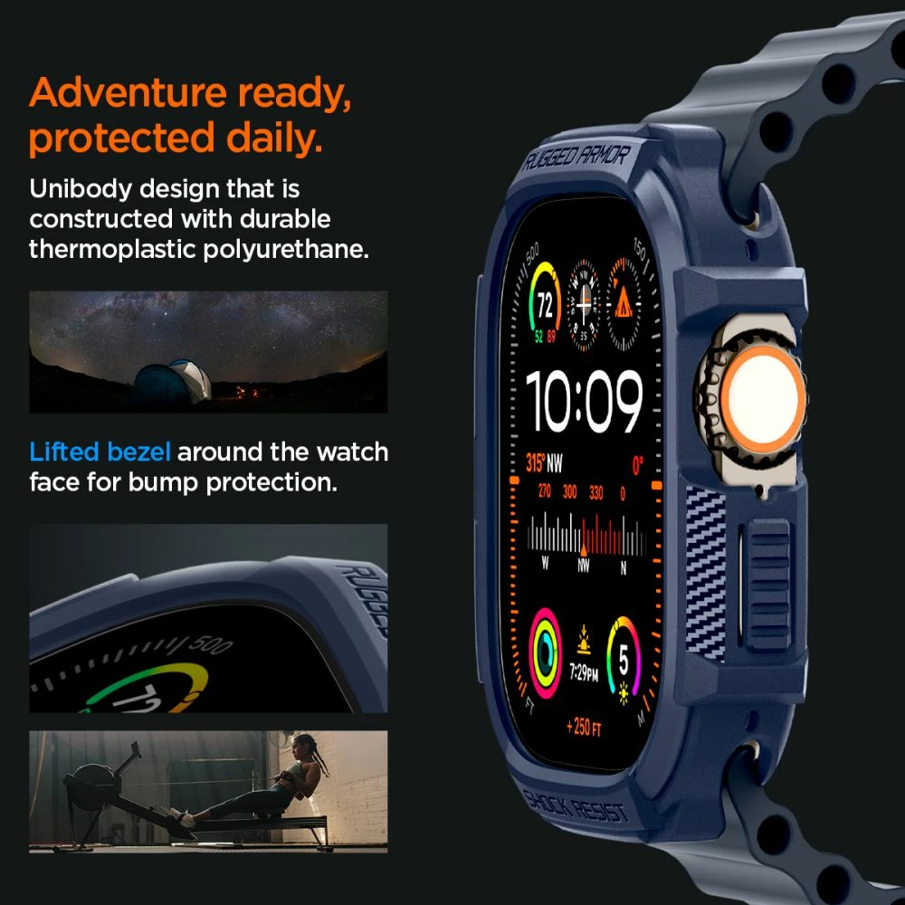 Mbështjellës Spigen Rugged Armor për Apple Watch Ultra 49mm, Navy Blue