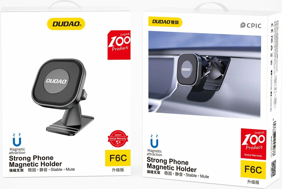 Mbështjellës magnetik për celular Dudao F6C, për makinë, i zi