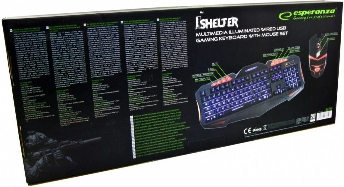 Seti i tastierës dhe mausit me tela dhe ndriçim prapa Esperanza EGK3000