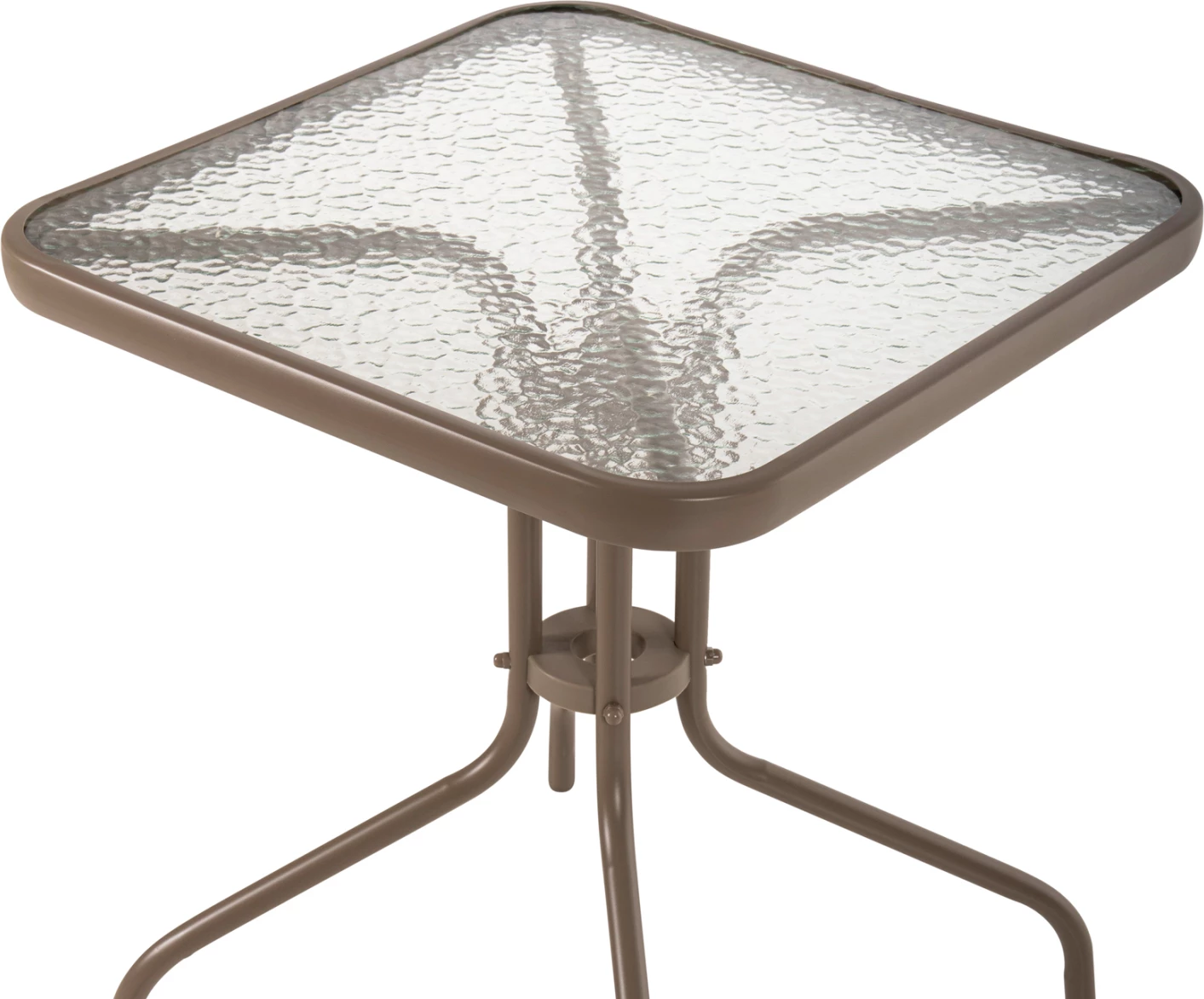 Tavolinë e jashtme katrore FIGO FH5035.04, ngjyrë shampanjë, metal-xham, 60x60x70 cm 4