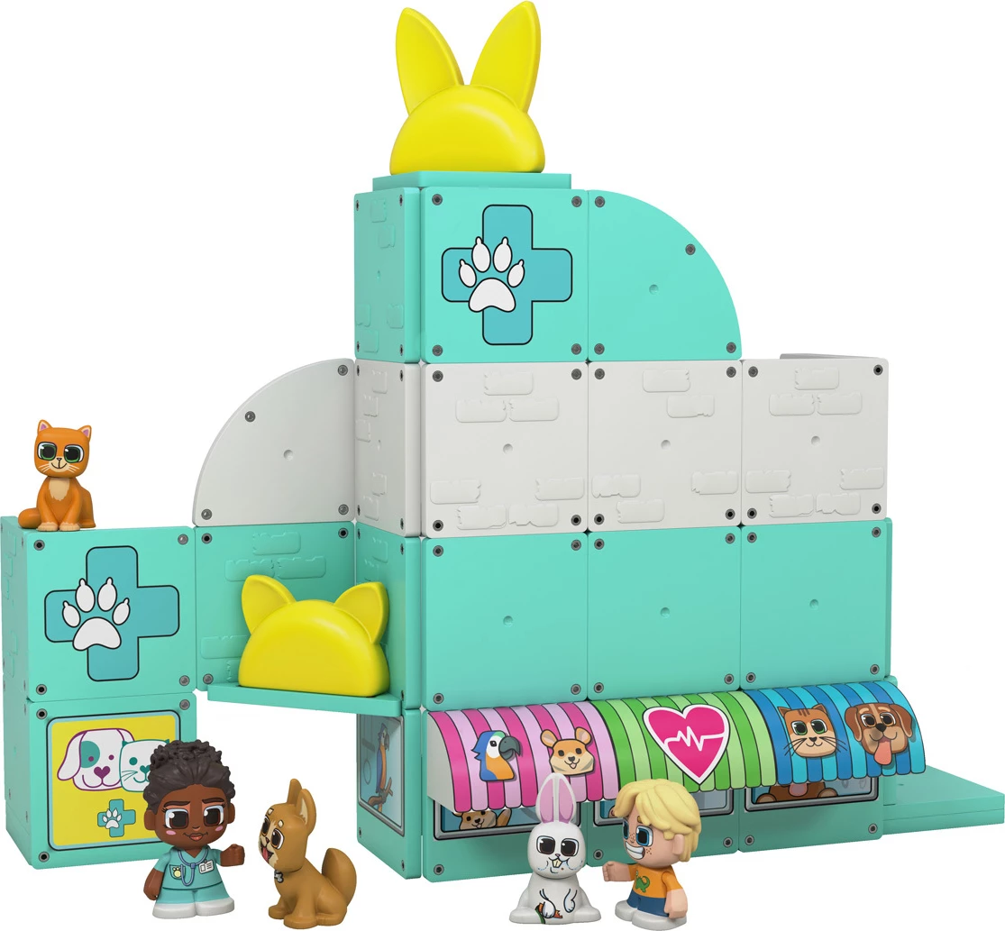 Tile Town - Set ndërtimi magnetik: Klinika për Shpëtimin e Kafshëve