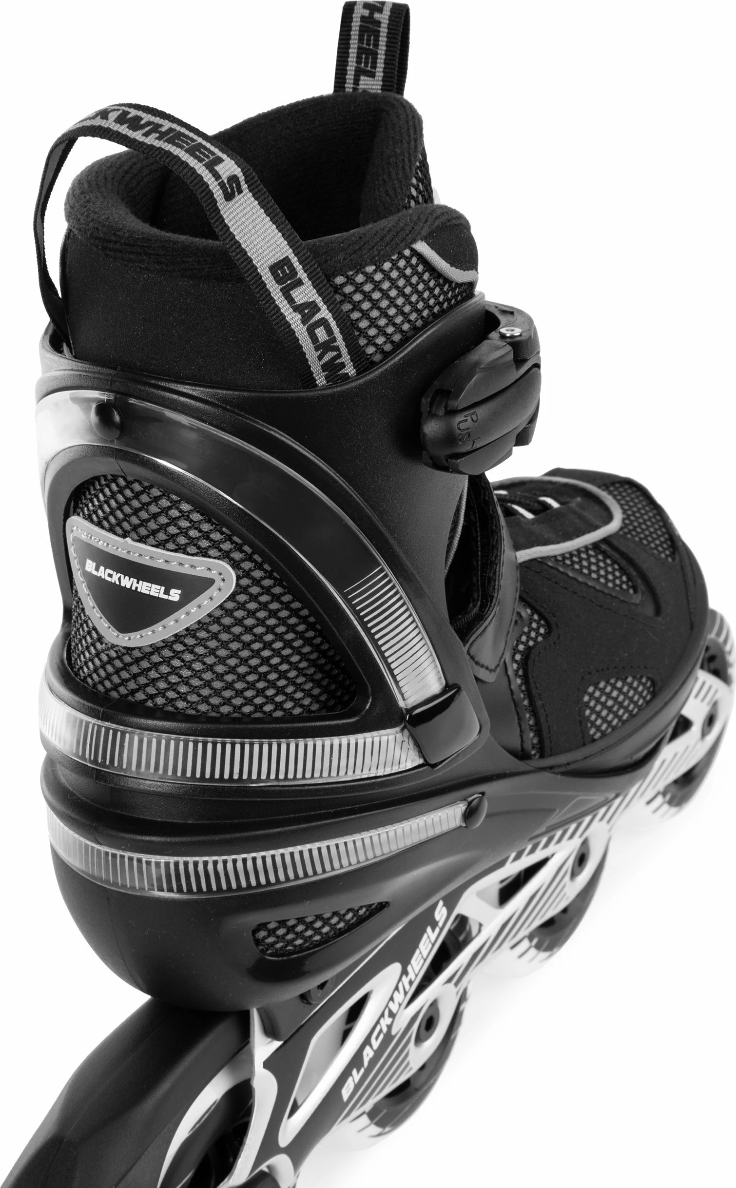 Patina inline Blackwheels Flex Pro të rregullueshme 38-41, 4 rrota 84 mm, ABEC 7, me fren, të zeza