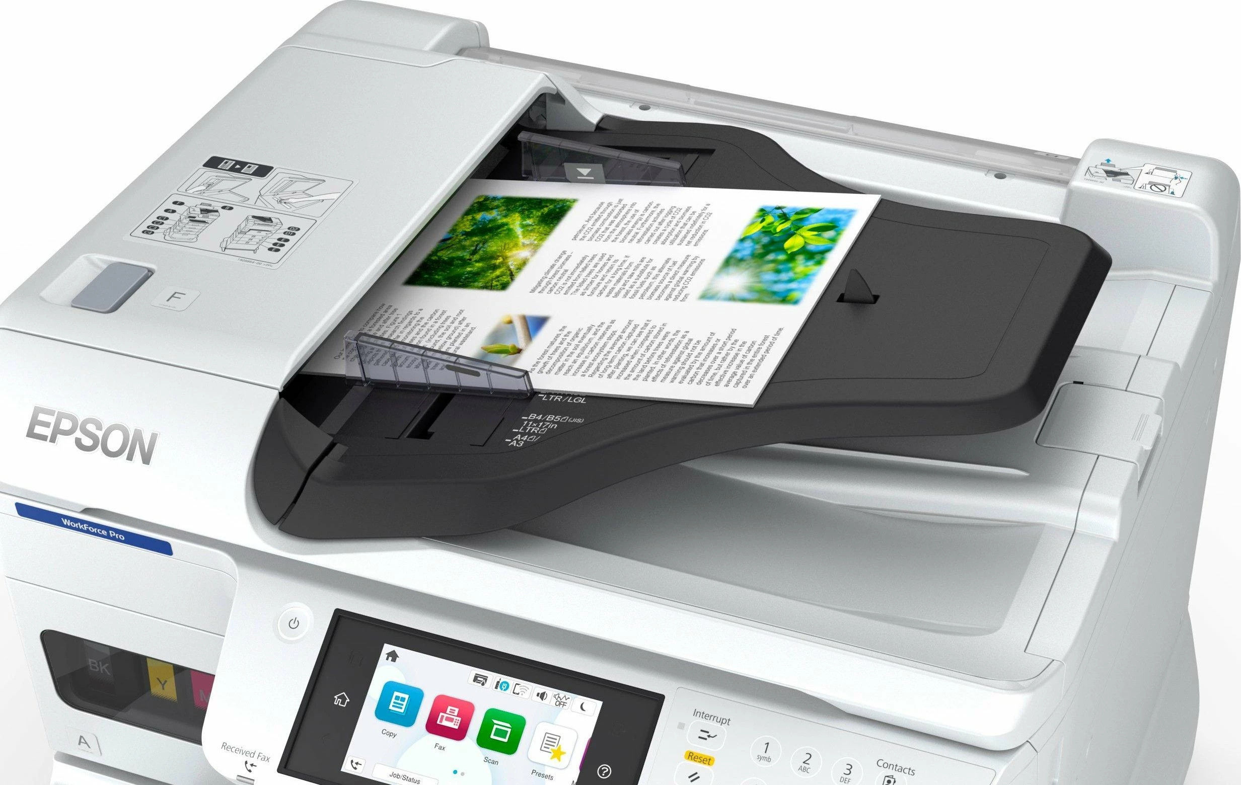 Printer multifunksional Epson WorkForce Pro EM-C7100DWF C11CL35401, inkjet A3+, CISS, Wi‑Fi, Duplex, Fax, i bardhë