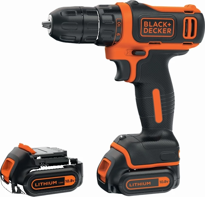 Shpuese/vidhosëse me bateri Black&Decker BDCDD12KB 10.8 V 1.5 Ah, 2 bateri + karikues, portokalli/zi