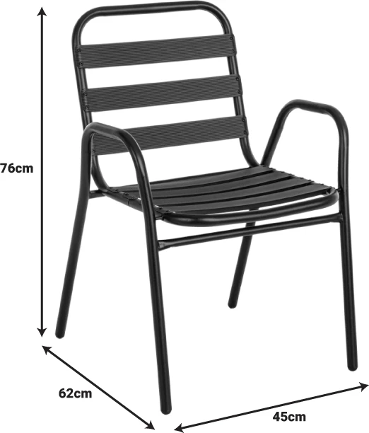 Tavolinë me karrige për terasë, 3 pjesë, ngjyrë e zezë, metal-xham, D60x70cm