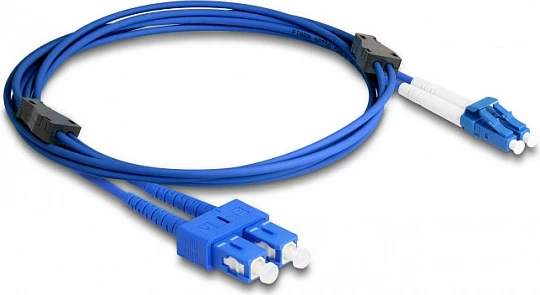 Kabllo fibrë optike DeLOCK LC Duplex në SC Duplex, Singlemode OS2, 2 m, blu