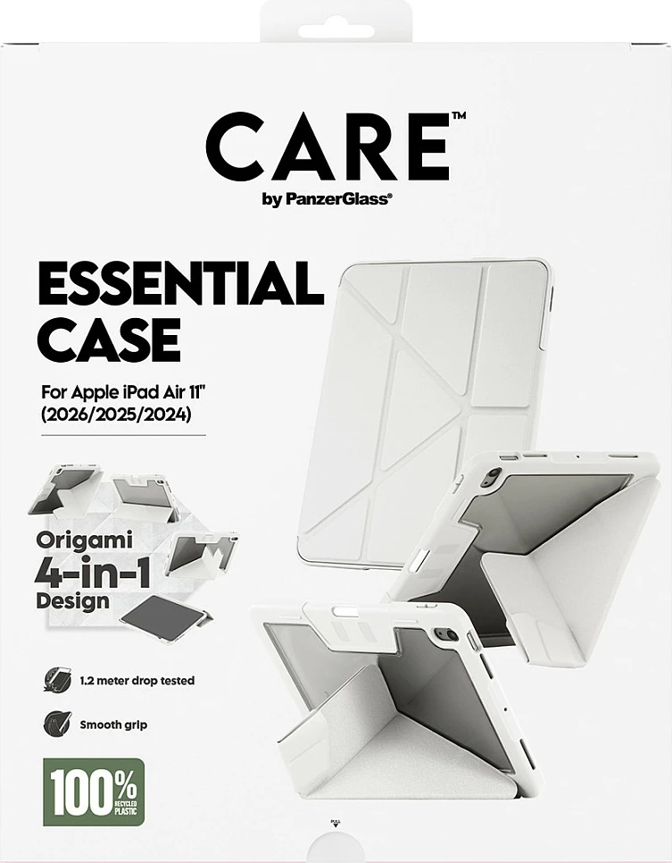 Mbështjellës PanzerGlass CARE Essential Case për iPad Air 11" (2024/2025), origami 4-në-1, me mbajtës Pencil, gri e çelët
