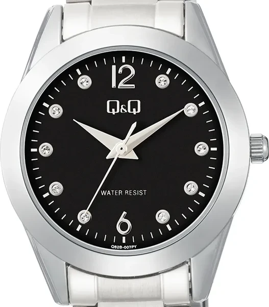 Orë dore Q&Q Q82B-007PY, e argjendtë/zezë