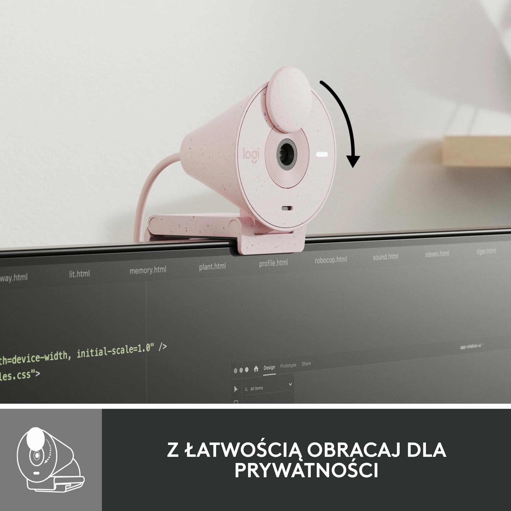 Webcam Logitech Brio 300 960-001448 Full HD 1080p USB-C, rozë
