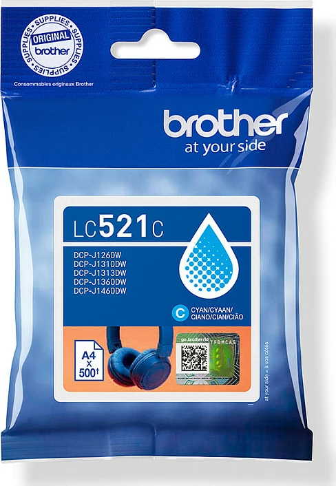 Kartrixh boje Brother LC521C, 500 faqe, Cyan