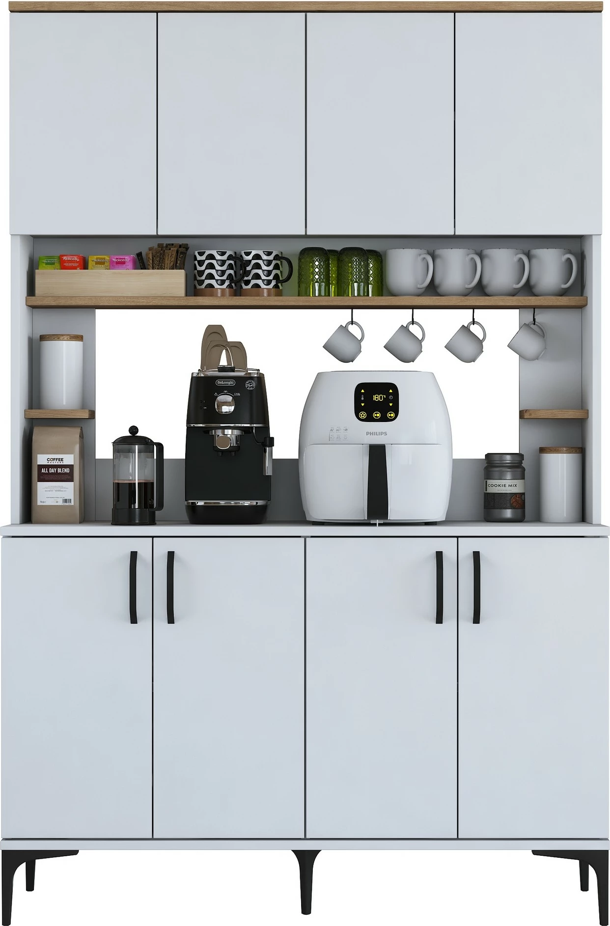 Dollap multifunksional Hanah Home, JE176 - 3291, ngjyrë e bardhë dhe arre