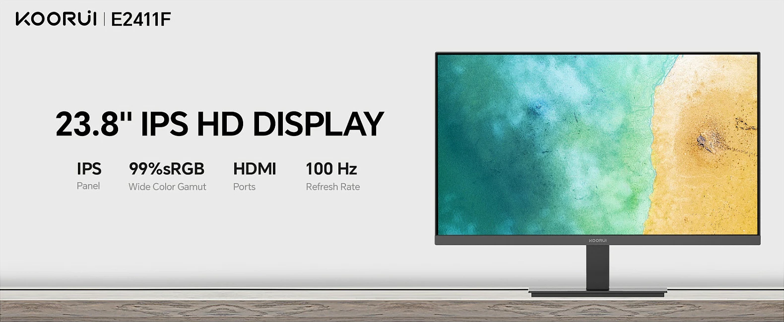 Monitor Koorui E2411F, 23.8 inç, Full HD, 100Hz, FreeSync Premium, i zi