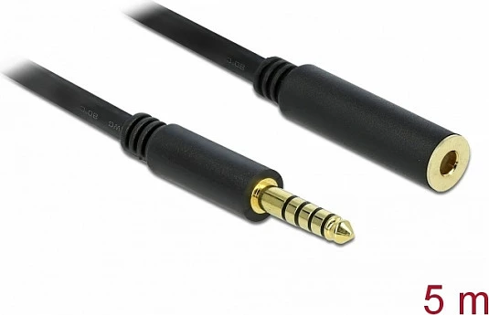 Kabllo audio DeLOCK 85799, zgjatues 4.4mm mashkull-në-femër, 5 m, e zezë