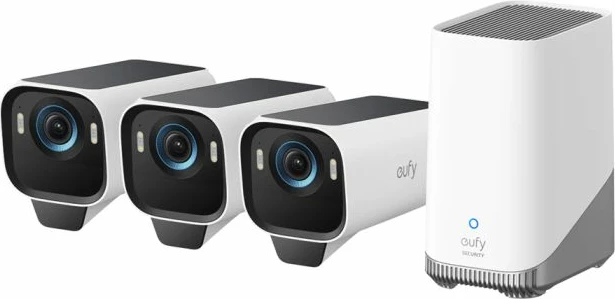 Sistem kamera sigurie ANKER Eufy Security eufyCam S3 Pro 4K SolarPlus 2.0 + HomeBase S380, set 3 kamera + bazë, bardhë/zi