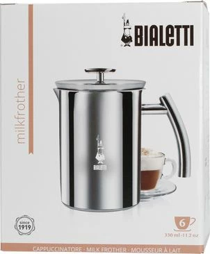 Shkumëzues qumështi Bialetti 3990, manual, inox, 100ml shkumëzim / 1000ml ngrohje, i bardhë