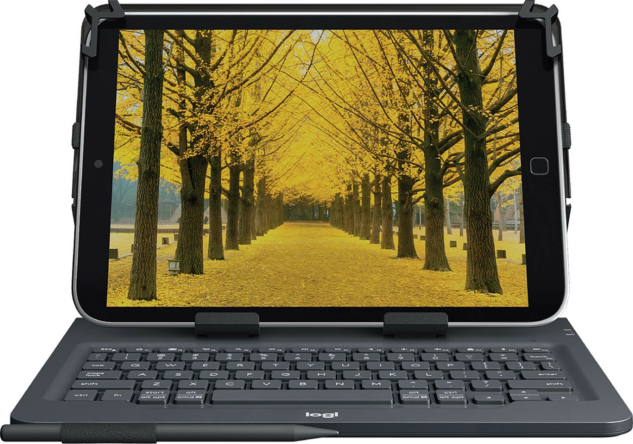 Tastierë Logitech Universal Folio me mbështjellës të integrum për tablet, e zezë