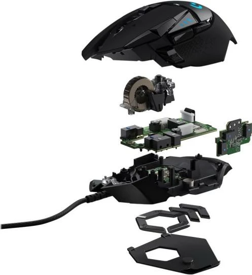 Maus gaming Logitech G502 HERO USB, 11 butona programues, DPI deri 25,600, peshë e rregullueshme, zi