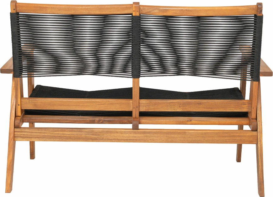 Divan dyvendësh Cavo, litar i zi, dru akacie, 120x72x85