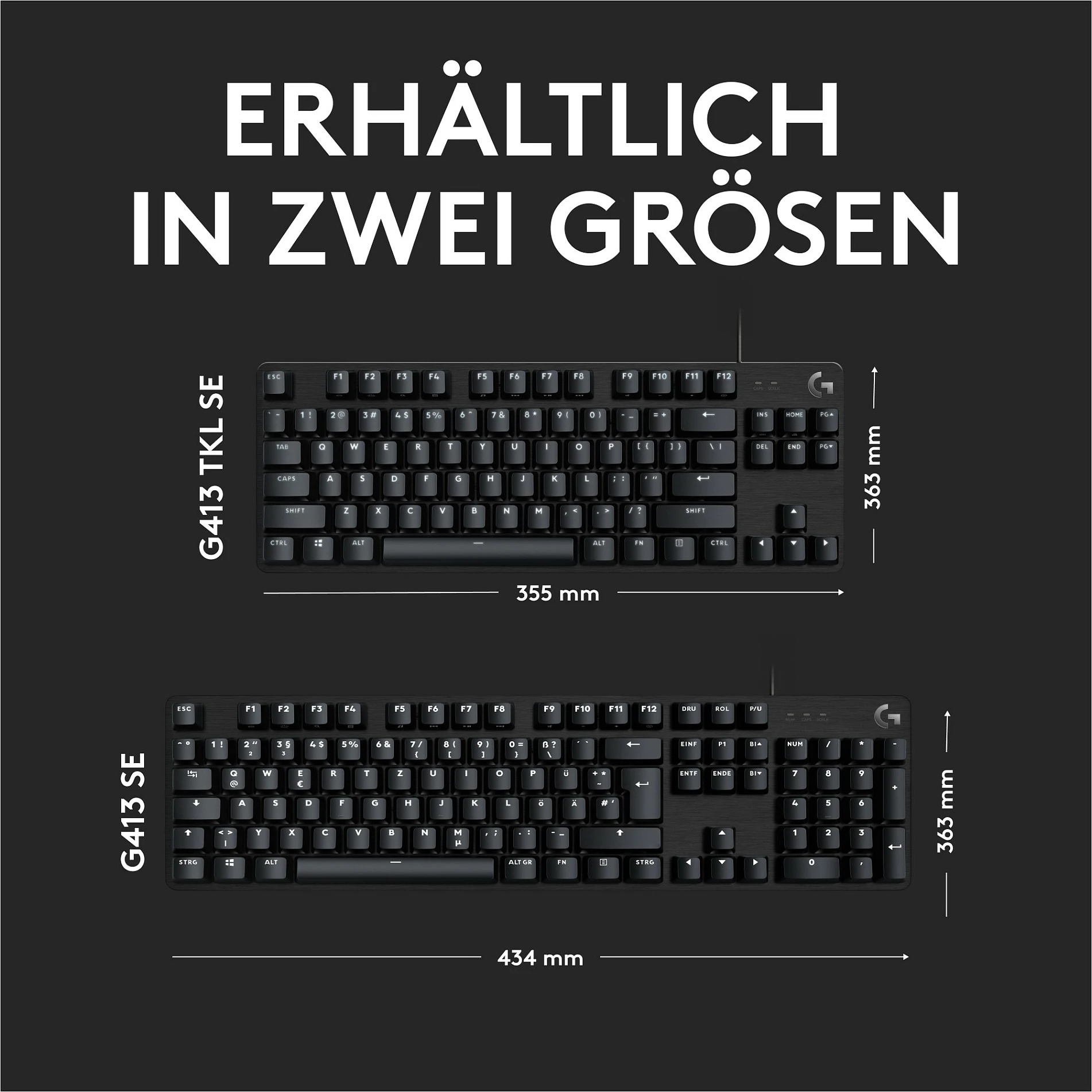 Tastierë mekanike Logitech G413 TKL SE, LED bardhë, QWERTZ, e zezë