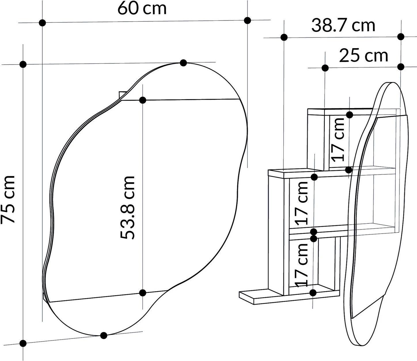 Dollap banjoje Skye Decor, pasqyrë muri me hapësirë për ruajtje, e bardhë