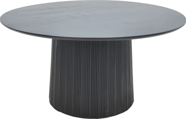 Tavolinë Canicule, dru akacie i fortë, ngjyrë e zezë, D150x75cm