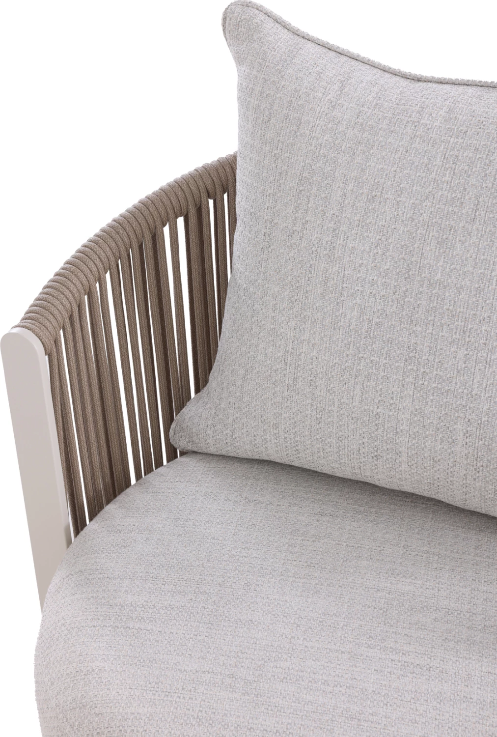 Karrige lounge rrotulluese LORIEN, alumin ngjyrë fildishi, litar, jastëkë bezhë, CD6392.01, 76x74x72cm