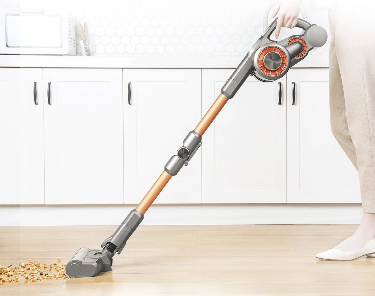 Fshesë me korrent pa kabllo JIMMY H9 Pro, 600 W, 0.6 L, gri/portokalli, me ekran LED