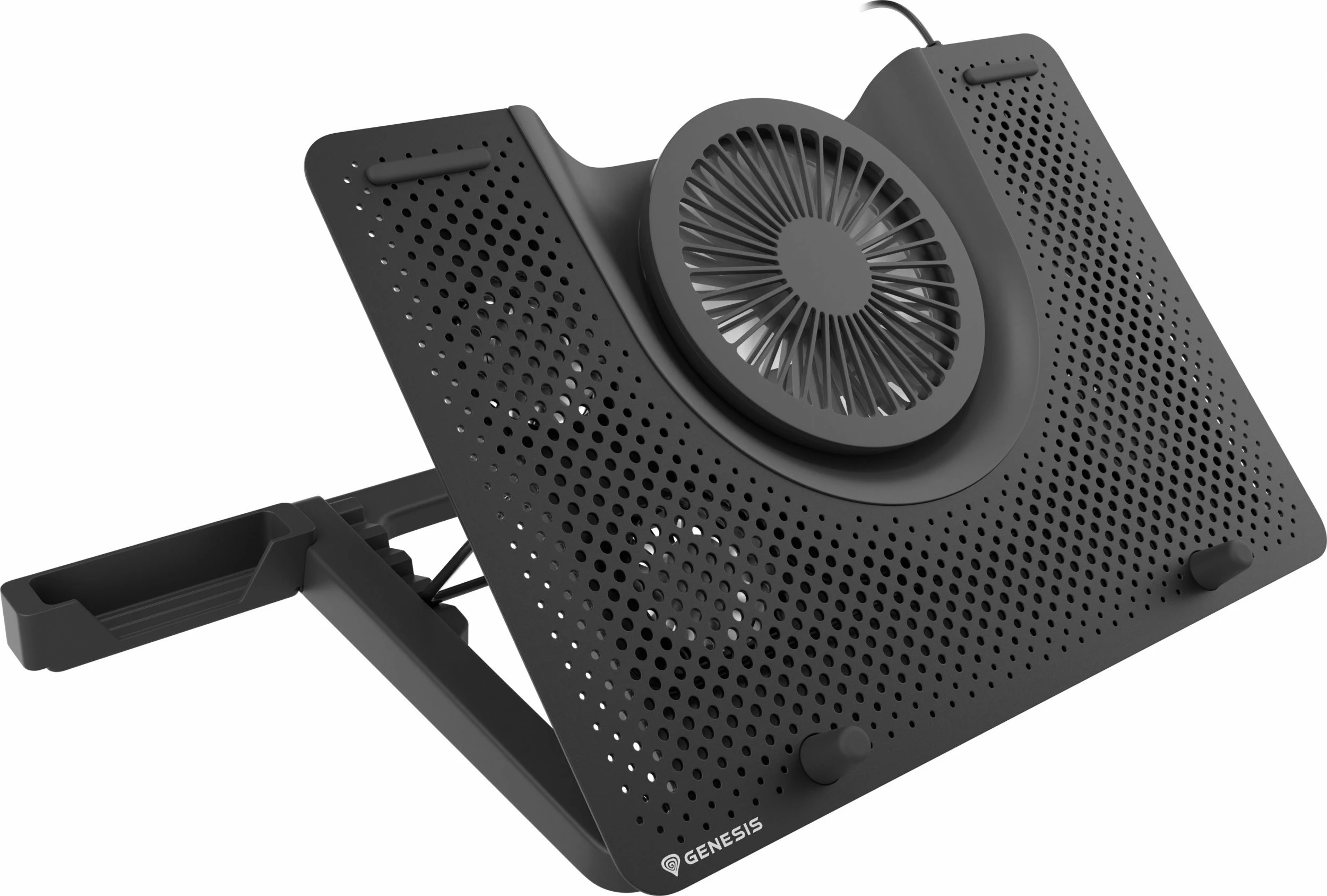 Mbajtëse ftohëse për laptop Genesis Oxide 550 NHG-1411, deri 17.3\", 5 ventilatorë, LED, USB 2.0 hub, e zezë