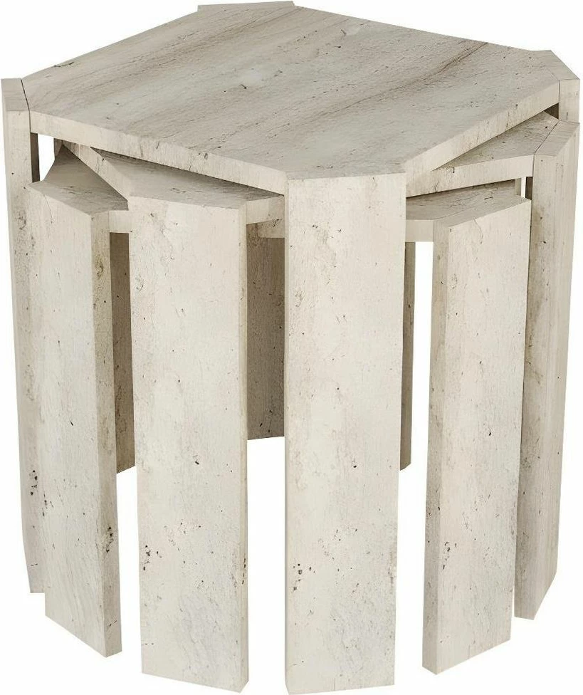 Set tavolinash ndihmëse, 3 copë, ngjyrë travertine, Skye Decor Azra
