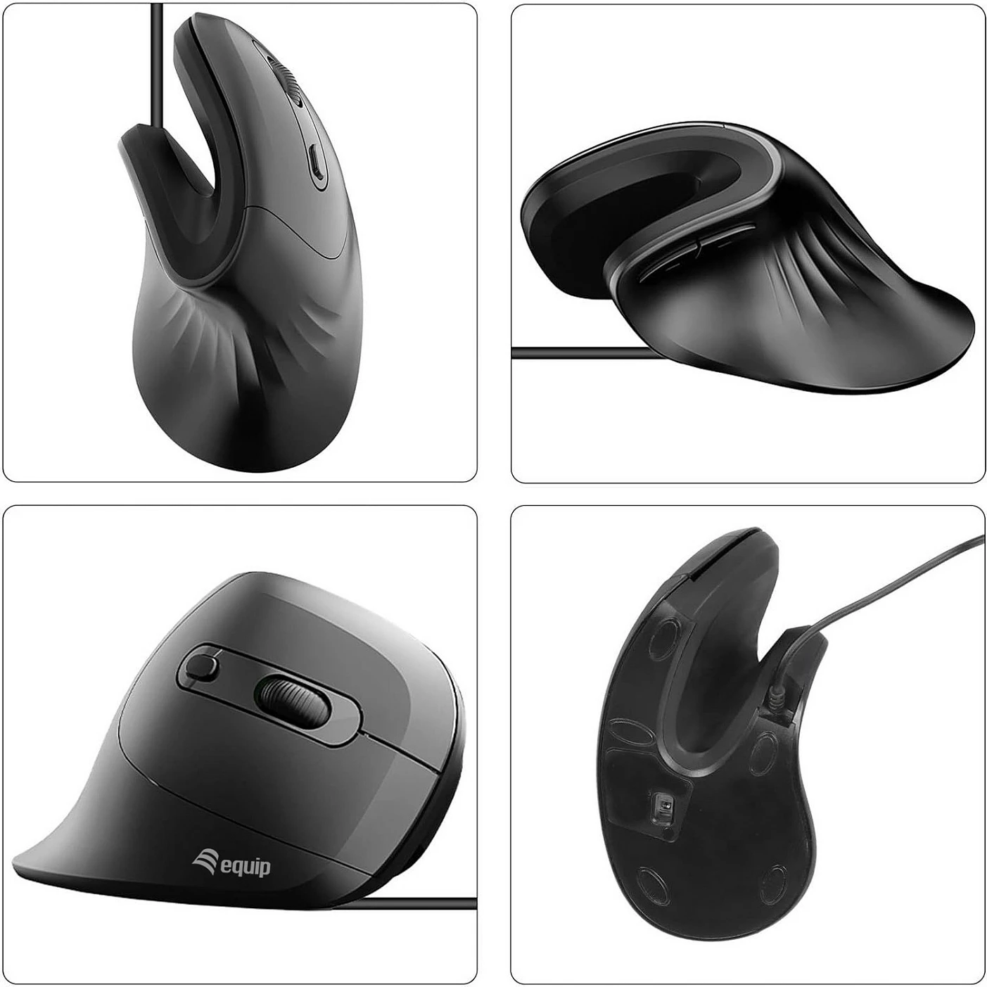 Maus ergonomik vertikal EQUIP, USB-A/USB-C, 7200 DPI, 6 butona, kabllo 1.8m, i zi