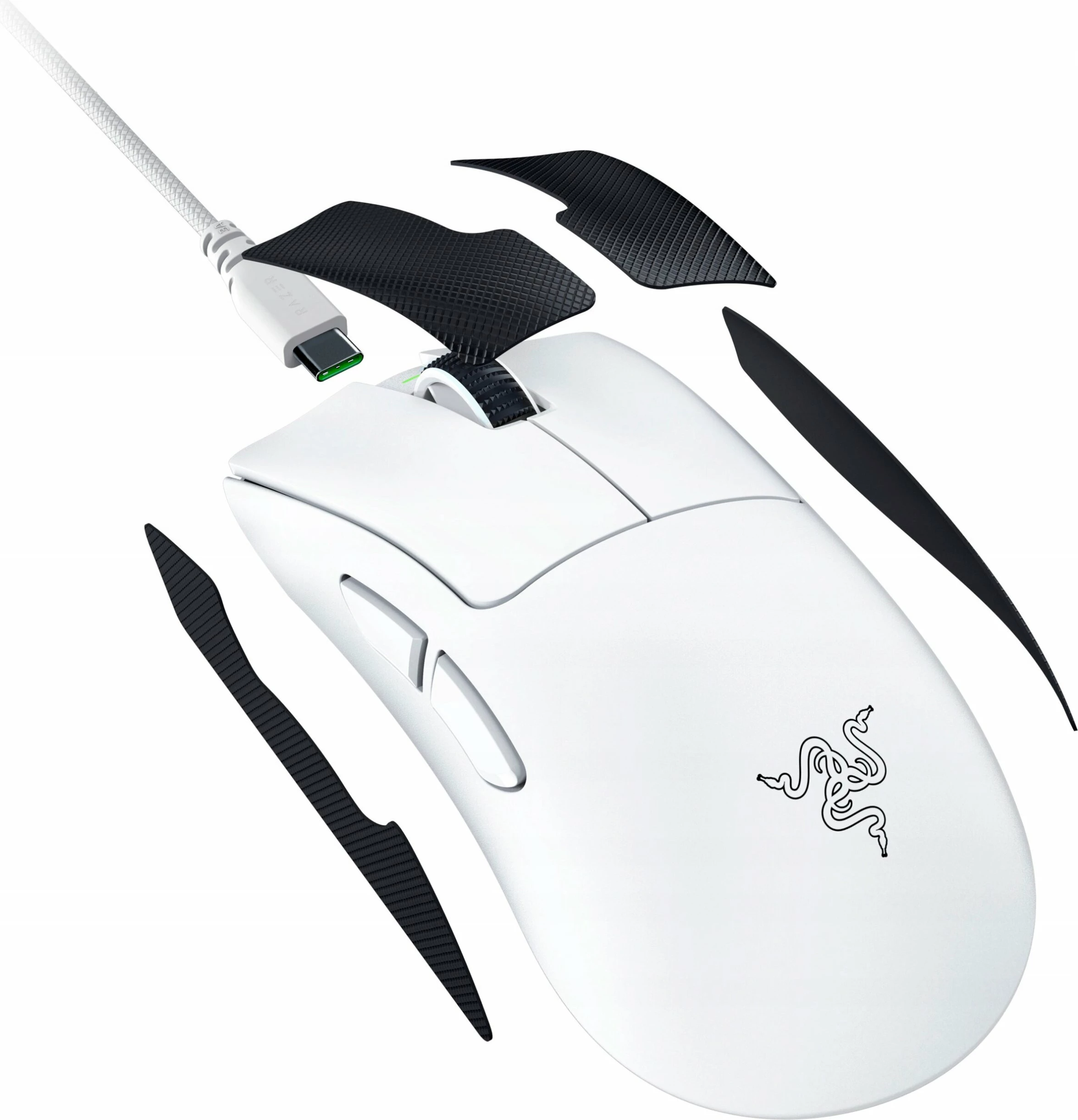 Maus Razer DeathAdder V4 Pro RZ01-05330200-R3G1 45000 DPI 8000 Hz 57 g, i bardhë