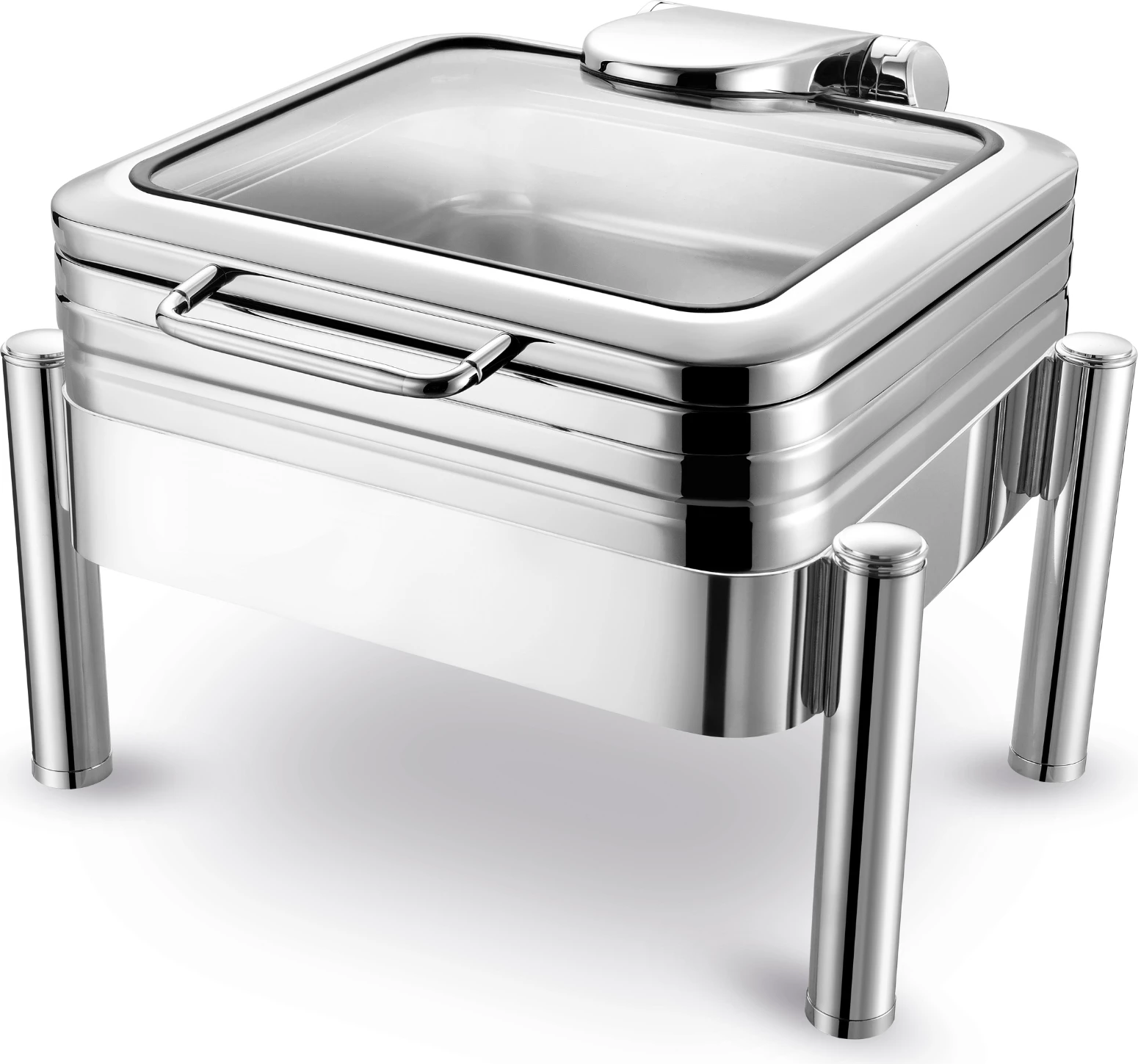 Chafing dish buffet, Fine Dine, De Luxe GN 1/1, 9L, kapak xhami, inox, argjendtë