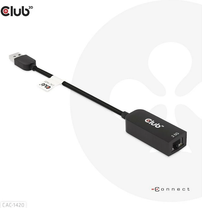 Adapter USB në RJ45 Club3D CAC-1420, 2.5Gbps, i zi