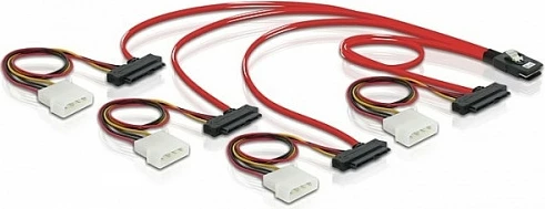 Kabllo DeLOCK Mini SAS 36-pin në 4x SAS 29-pin, 0.5 m, e kuqe