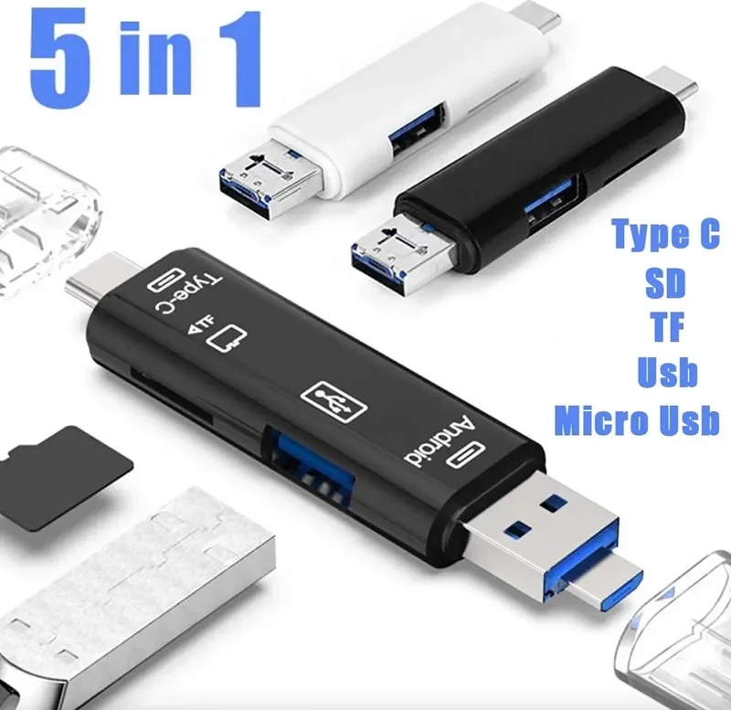Adaptor & Lexues Kartash 3-në-1 Type-C për Transfer të Shpejtë të të Dhënave