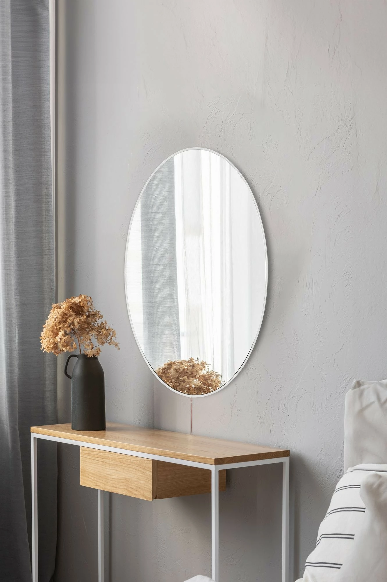 Pasqyrë ovale me ndriçim LED, ngjyrë e bardhë, 30x40cm