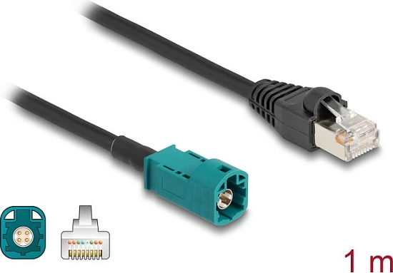 Kabllo DeLOCK HSD Z në RJ45, 1 m, e zezë/blu