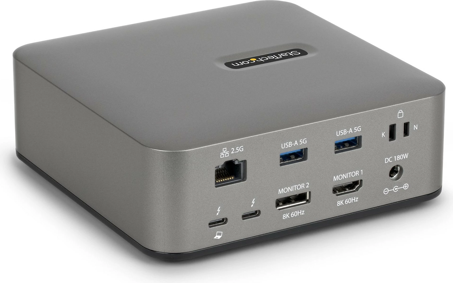 Docking station StarTech Thunderbolt 5, DP/HDMI, triple 4K 144Hz, karikim 140W, 2.5G Ethernet, gri