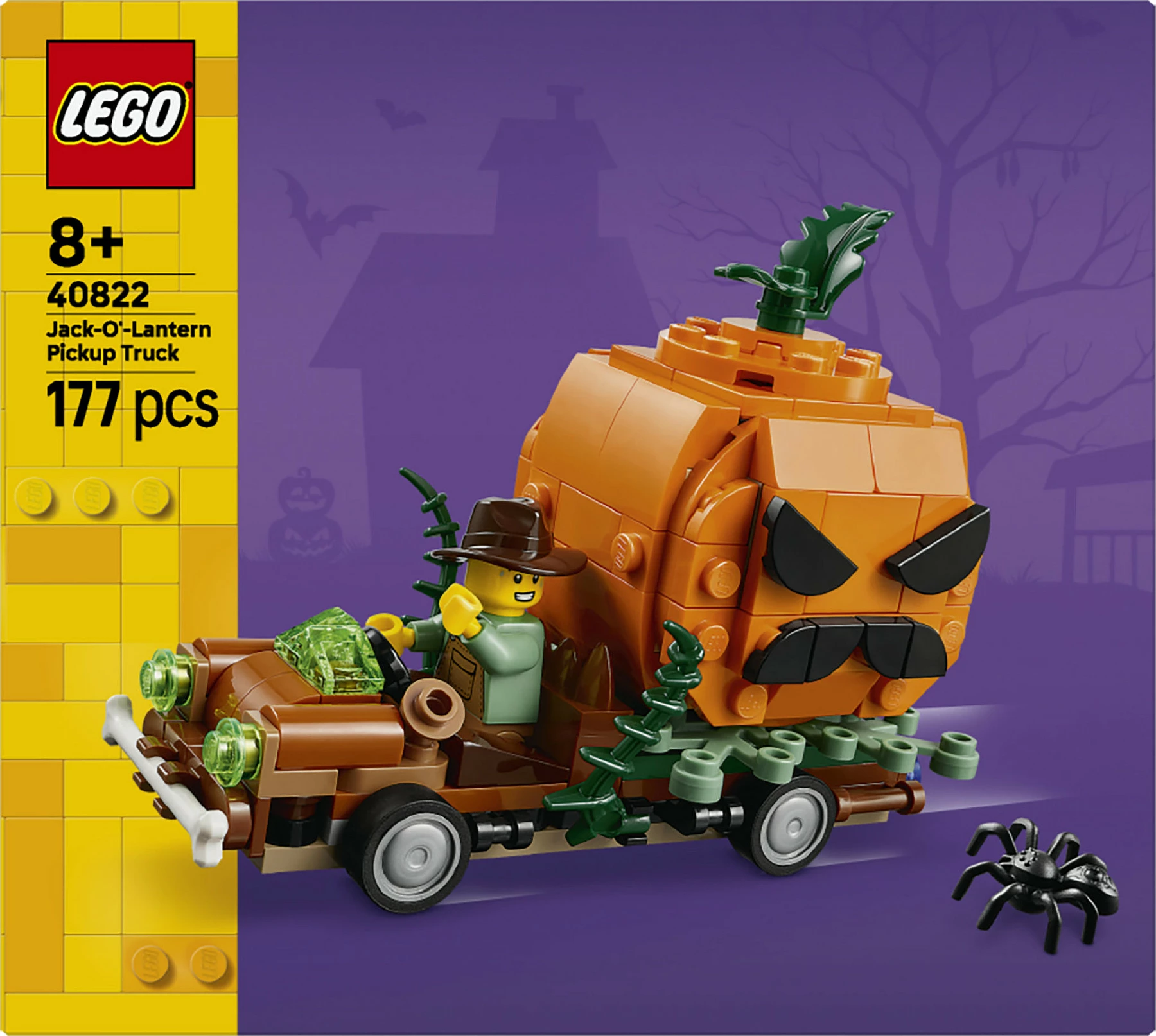 Set ndërtimi LEGO 40822 Jack-O-Lantern Pickup Truck, 177 pjesë, 8+, portokalli