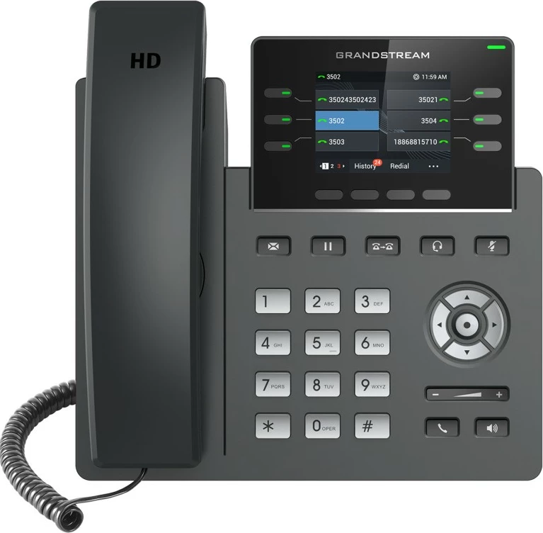 Telefon IP Grandstream GRP-2613W, 4 linja, ekran 2.4 inç, PoE, gri