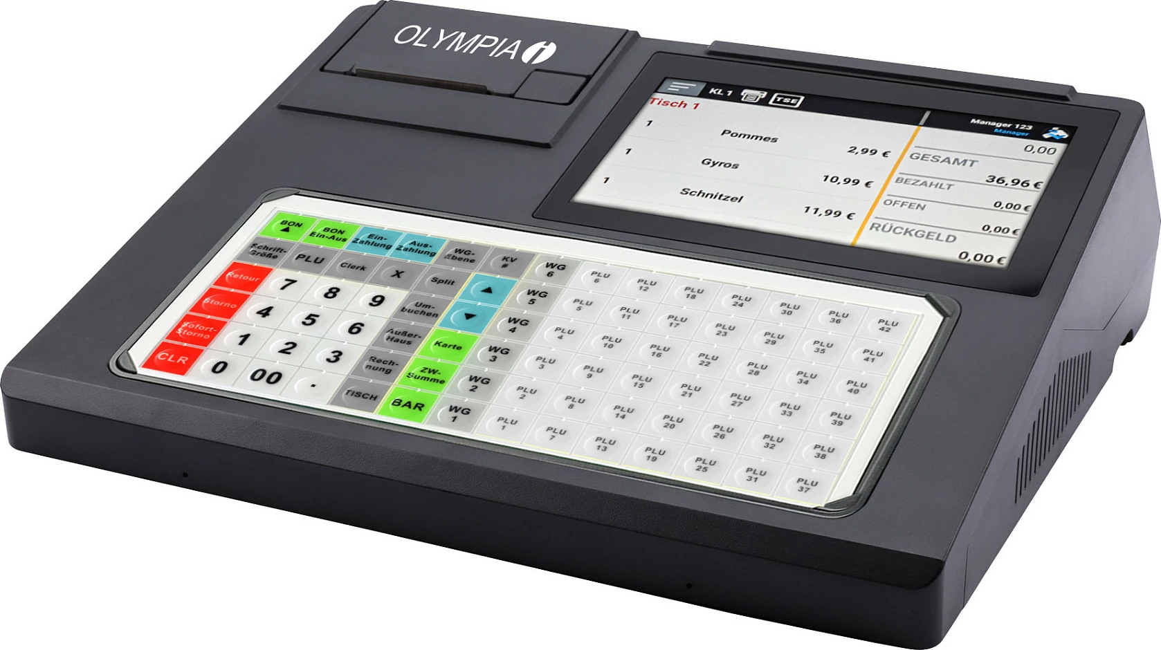 Arkë regjistruese Olympia K200 Plus, ekran 7" LED touchscreen, printer termik 80 mm, USB x4, e zezë