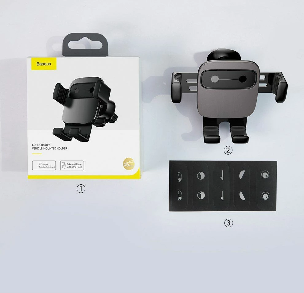Mbajtëse telefoni për makinë Baseus Cube SUYL-FK01, Gravity, për grilë ventilimi, 4.7-6.5", e zezë